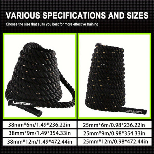 Adjustable 5m-7m Heavy Duty Battle Rope for Core Strength Training - Ideal for MMA, UFC & Fitness Enthusiasts - Durable Polyester