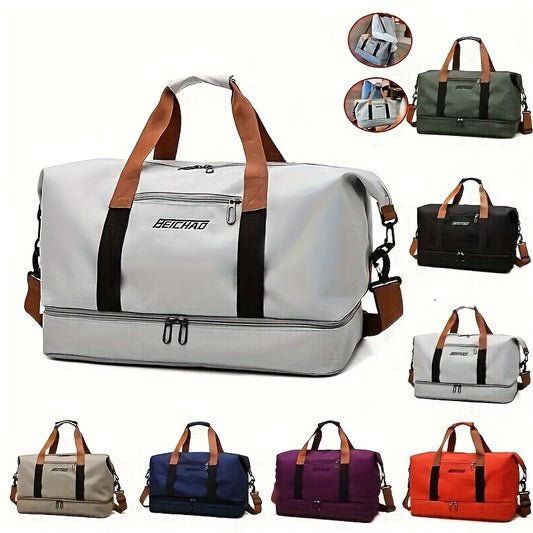 Stylish Travel Bag Large Capacity Sports Bag Messenger Bag Dry and Wet Separation Handbag Suitable for Outing, Fitness, College