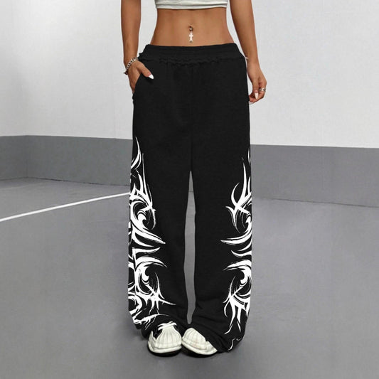 Street Dance High-Waist Sports Pants for Women Hip Hop Loose Fit Jazz Dance Trousers Casual Long Pants
