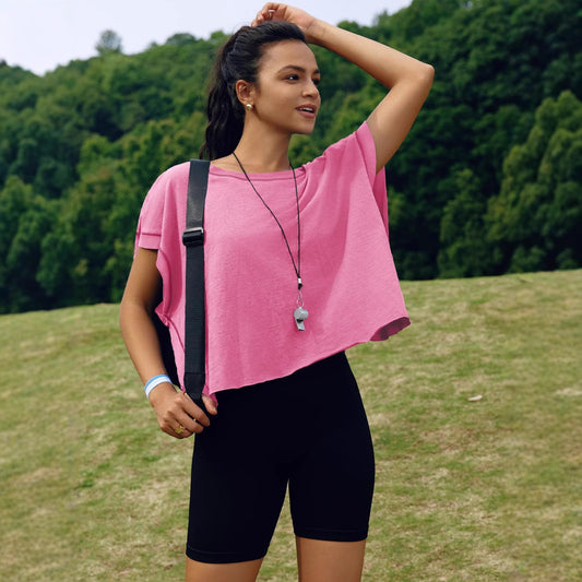 Women's beautiful back sports yoga T-shirt loose casual breathable