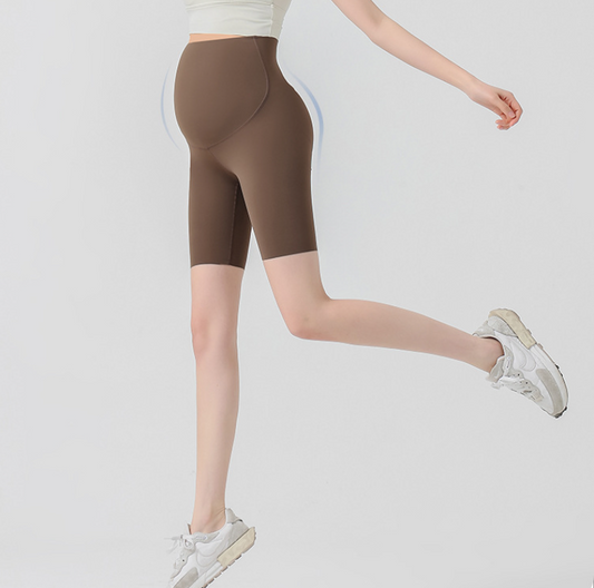 Pregnant women's pants Spring and summer thin bottoming pants Yoga shark pants abdomen support seamless shorts facial mask pants