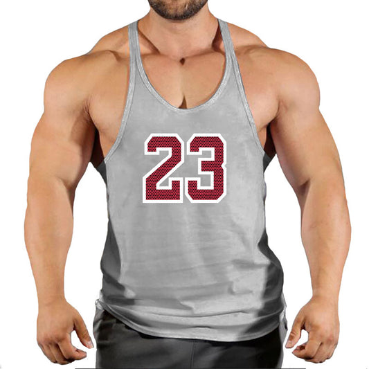 Sportswear vest men's round neck men's cotton vest loose shoulder sleeveless basketball suit - GabyFit Goods