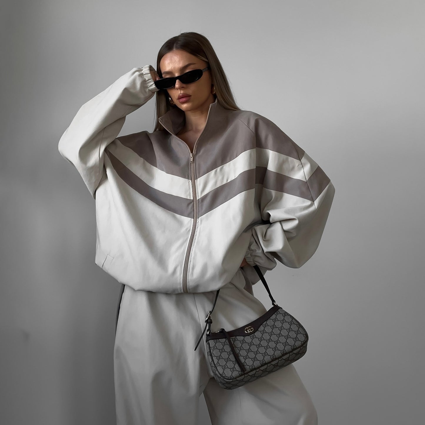 Women's Fashion Street Sports Windbreaker Suit Two-Piece Set Loose Breathable