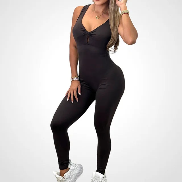 V-neck One piece Seamless Yoga Sets Sleeveless Gym Clothing Sportsuits with Padded Sexy Cross Back Tracksuits Fitness Jumpsuits