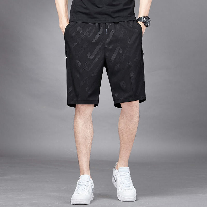 Mens Summer Ice Silk Quick Drying Shorts Lightweight, Breathable, Four sided Elastic Large Size Trendy Air Conditioning Shorts - GabyFit Goods