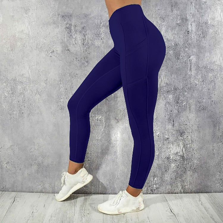 Women's High Waist High Elastic Side Pocket Multicolor Sports Running Fitness Yoga Leggings - GabyFit Goods