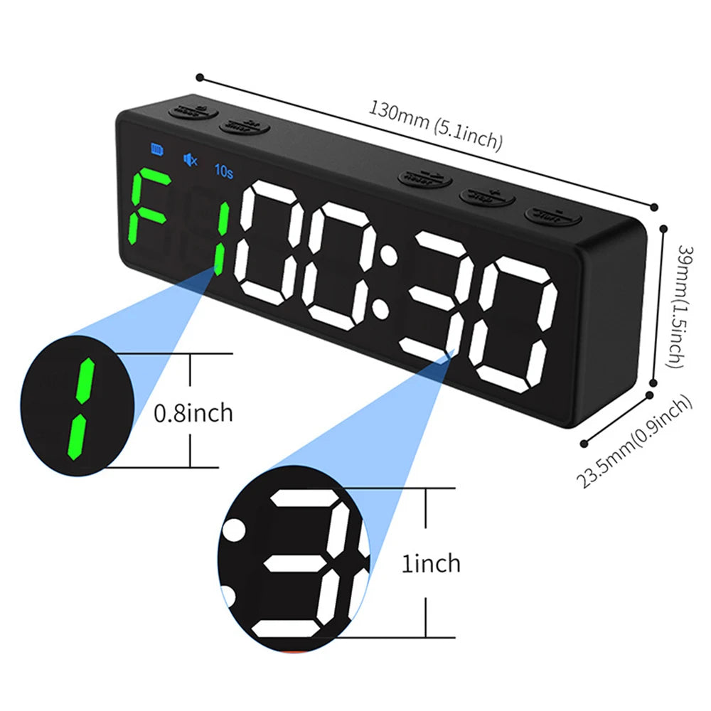 Mini Gym Timer Rechargeable Stopwatch Portable Countdown/up Clock with Magnetic Back for Home Gym Fitness Training - GabyFit Goods
