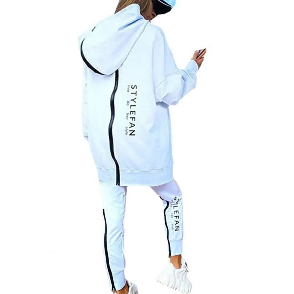 Two Wear Ways Women Outfits Two Piece Set Jogger Letter Printing Zipper Hooded Sweatshirt Pants Set Hoodies Tracksuit Fitness