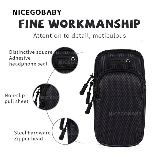 Arm Bag Waterproof sports phone case Money Key Outside Sports Running Fitness Simple Arm Bag with nicegobaby Wrist Bag - GabyFit Goods
