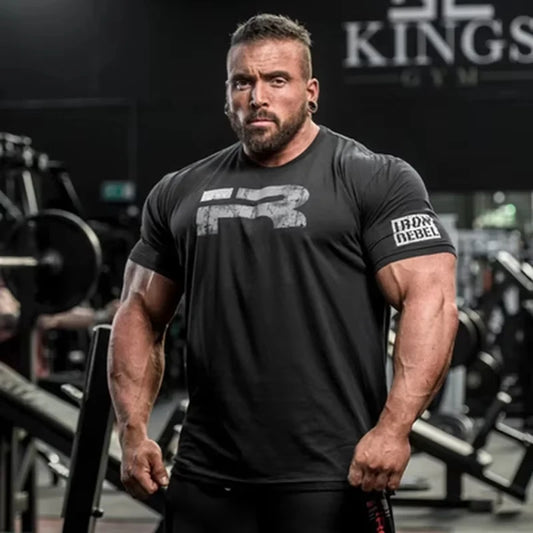 2025Fashion Men Gym Shirt Short Sleeve Fitness Running 100% Cotton T-Shirt Training Sportswear Bodybuilding T-Shirt 