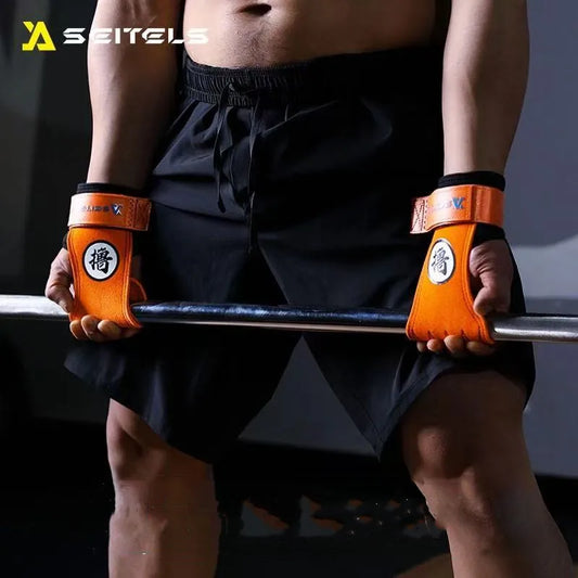 1Pair Gym Pads Cowhide Gym Gloves Grips Anti-Skid Weight Power Belt Lifting Pads Deadlift Belt Workout Palm Protection Lu - GabyFit Goods