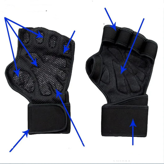 Gym Fitness Heavy duty Training Glove Men Women Fitness Sports Body Building Gymnastics Grips Hand Wrist Palm Protector Gloves - GabyFit Goods