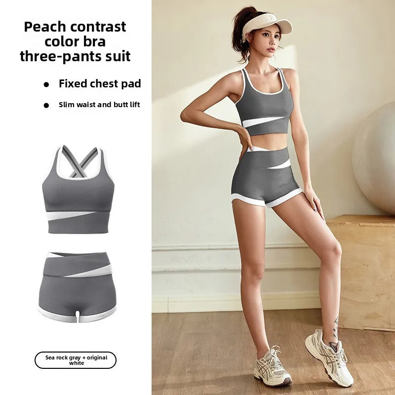 Women's Yoga Clothes Set Breathable Fitness Clothes High Elastic Belt Sportswear Two-piece Pilates Training Fitness Sportswear