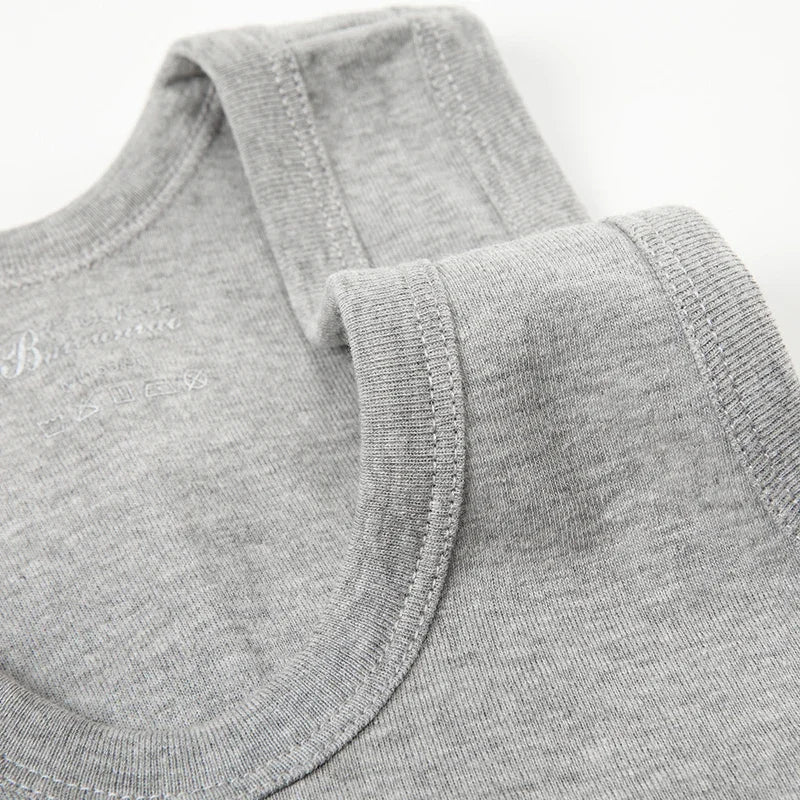 Men's solid color basic cotton narrow shoulder vest fashion casual men's T-shirt sports fitness Joker round neck youth vest - GabyFit Goods