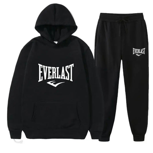 Fashion EVERLAST Men's Suit Hooded Sweatshirt Fitness Men's Gym Clothing Running Set Sportswear Jogger Men's Suit Winter Sui