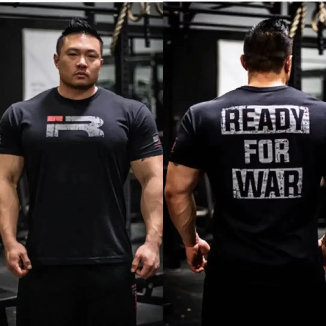 2025Fashion Men Gym Shirt Short Sleeve Fitness Running 100% Cotton T-Shirt Training Sportswear Bodybuilding T-Shirt 