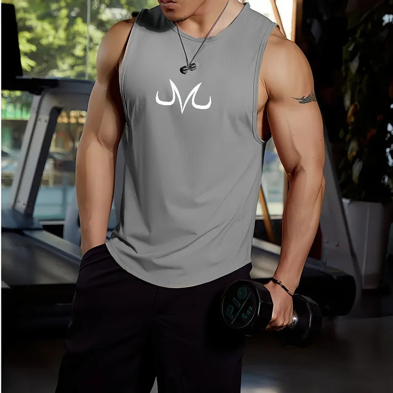 2024 Bodybuilding Tank Men's Fitness Sleeveless Shirt Anime M Leisure Exercise Slow Running Fast Drying Summer Training Clothes