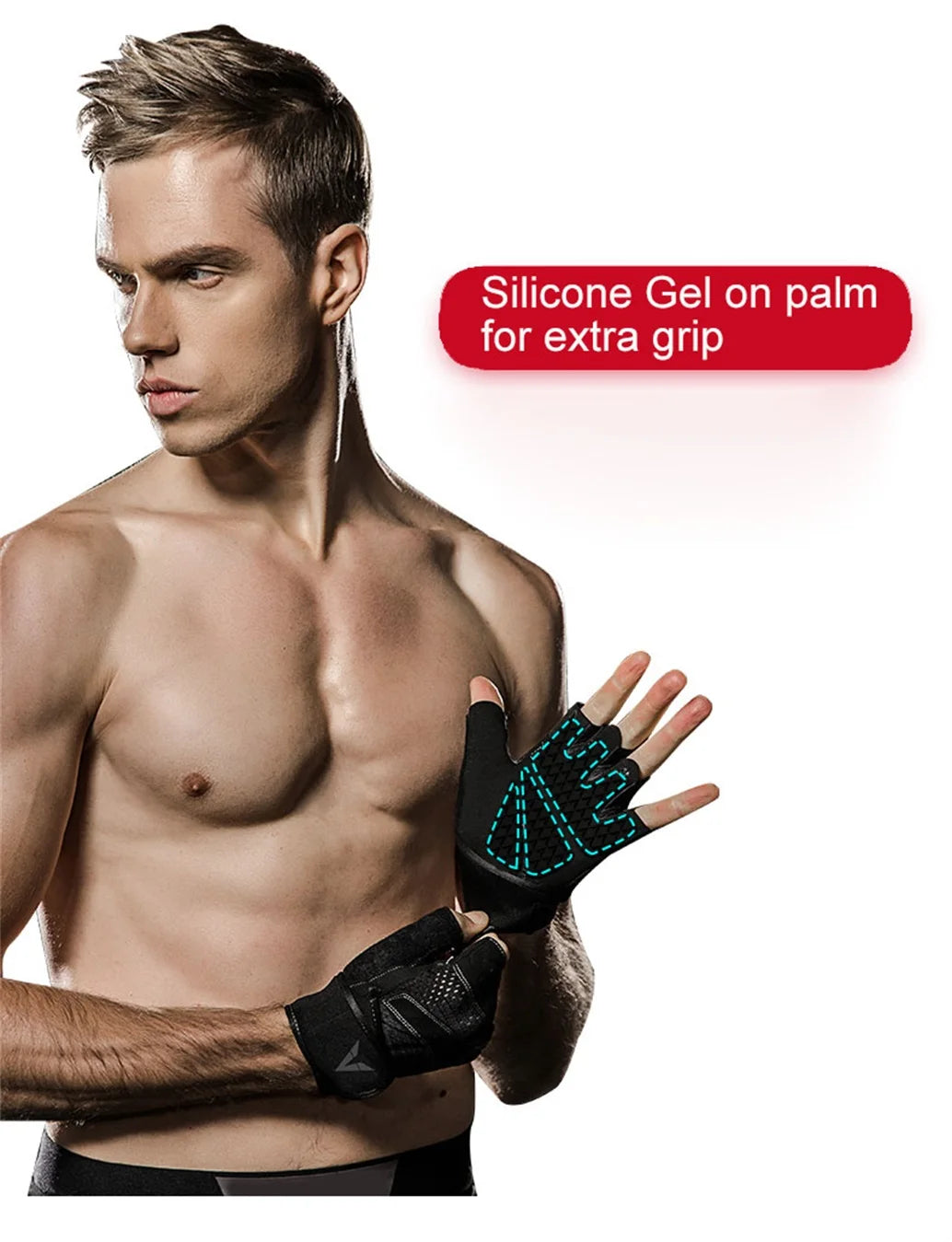 One Pair Gym Gloves with Wrist Wrap Support Half Finger Non Slip Training Gym Workout Gloves for Dumbbells - GabyFit Goods