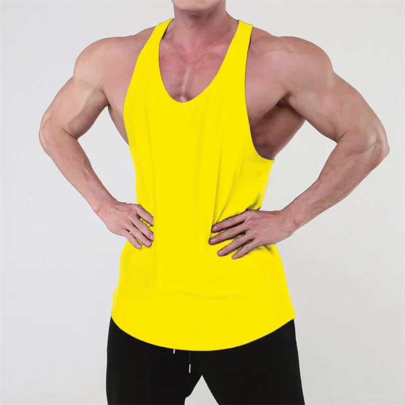 Running Tank Top Men Summer Sports Gym Vest Cotton Training Tank Top Workout Undershirt Man Fitness Pure Color Sleeveless Tops
