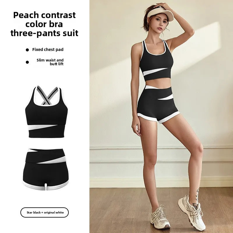 Women's Yoga Clothes Set Breathable Fitness Clothes High Elastic Belt Sportswear Two-piece Pilates Training Fitness Sportswear