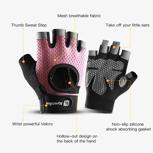 Half Finger Gloves Gym Fitness Anti-Slip Women Men Gel Pad Gloves Gym Cycling Fingerless Gloves Bicycle Accessories - GabyFit Goods