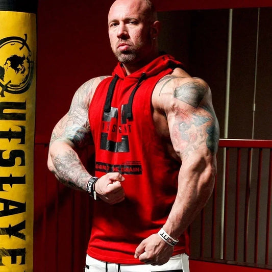 Fitness Sleeveless Hoodie Men Gym Hoodies Bodybuilding Workout Tank Tops Man Muscle Hooded Vest