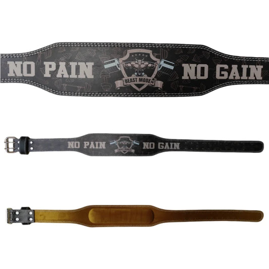 Gym Weight Lifting Belt with No Pain No Gain Style Powerlifting Belt for Men & Women Fitness Belt for Weightlifting Deadlift