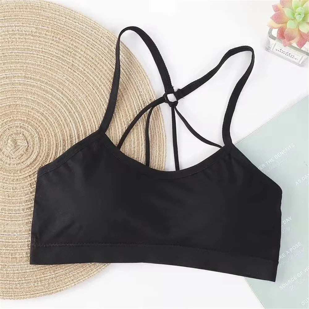Letter strap back underwear women without underwire integrated with chest cushion back heart strap women wrap chest fitness yoga - GabyFit Goods