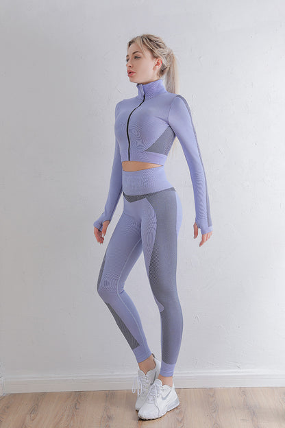 Autumn And Winter New Yoga Running Fitness Wicking Breathable Long-Sleeved Trousers Two-Piece