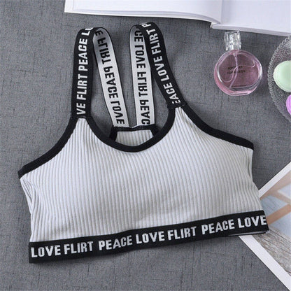 Sport Cropped Top Bra Push Up Running Yoga Bra Cotton Letters Sport Tops For Women Gym Wear Solid Fitness Bra Women Sportswear - GabyFit Goods