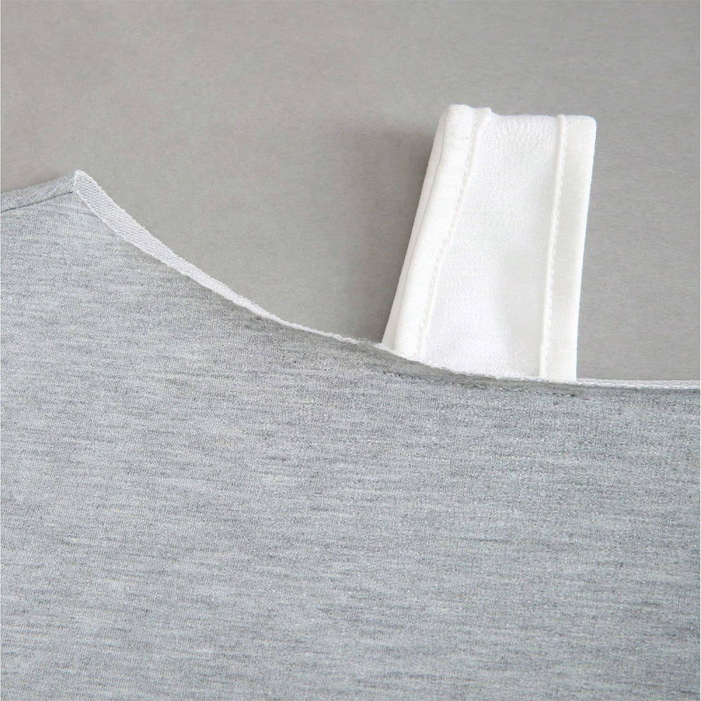 European beauty clothing trendy sports T-shirt autumn and winter irregular cross-neck long-sleeved top