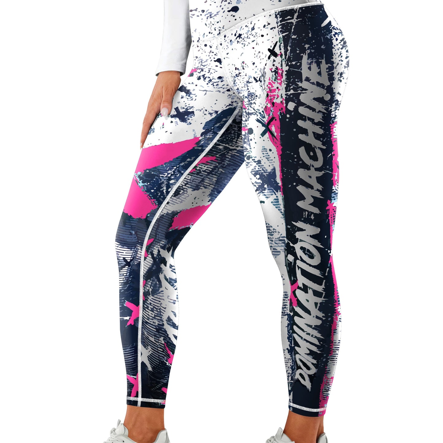 Letter Printing Slimming Running Training Yoga Leggings, High Stretch Seamless Tummy Control Sports Tight Pants, Women's Activewear