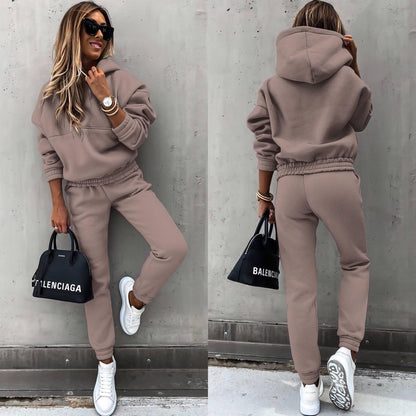 Autumn and Winter New European and American Foreign Trade Fashion Long Sleeve Sports and Leisure Sweatshirt Set Two Piece Set