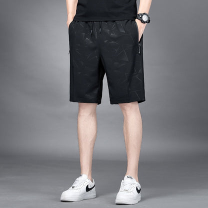 Mens Summer Ice Silk Quick Drying Shorts Lightweight, Breathable, Four sided Elastic Large Size Trendy Air Conditioning Shorts - GabyFit Goods