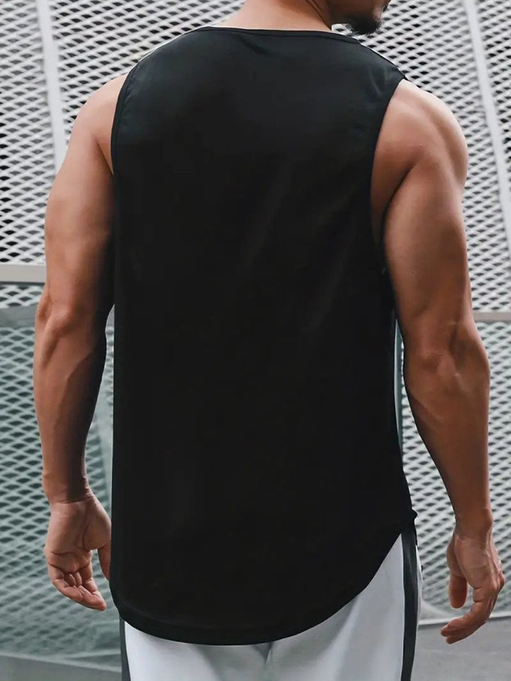 Devil Face Pattern Comfy Breathable Tank Top, Men's Casual Stretch Sleeveless T-shirt For Summer Gym Workout Training Basketball