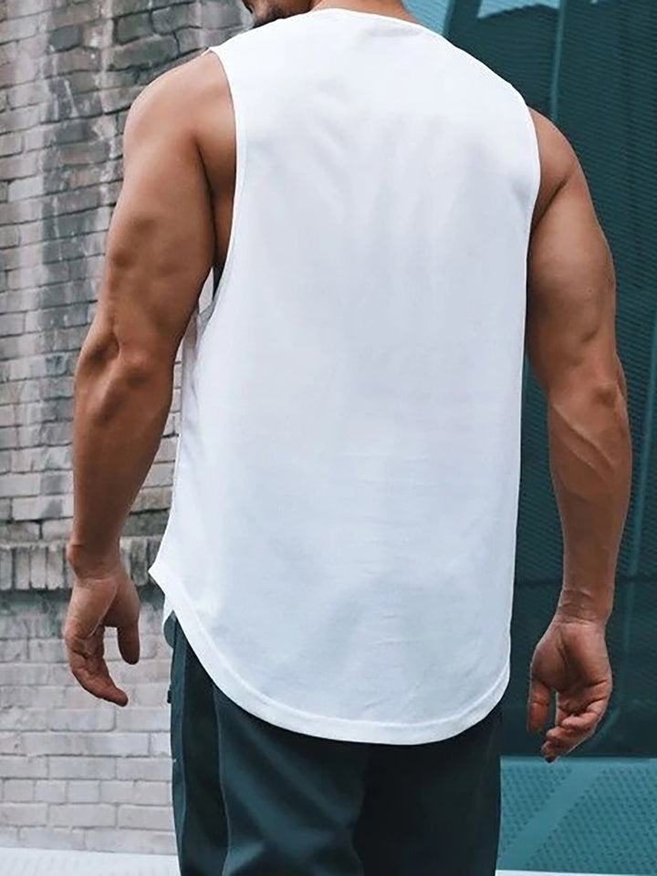 Devil Face Pattern Comfy Breathable Tank Top, Men's Casual Stretch Sleeveless T-shirt For Summer Gym Workout Training Basketball