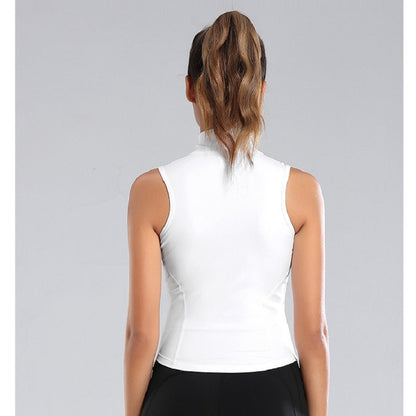 Vest style women's standing neck zippered vest for running, sports, fitness, yoga, and wearing on the outside