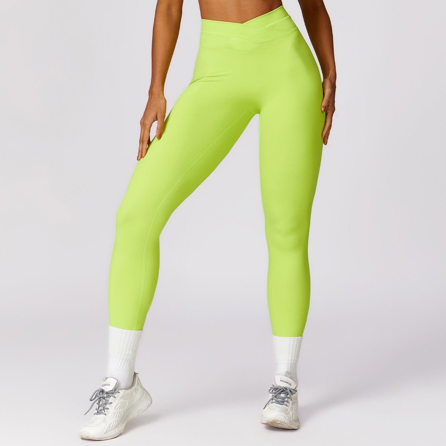 Quick drying buttocks lifting tight yoga pants, cross high waist fitness pants, worn on the outside, brushed running sports - GabyFit Goods