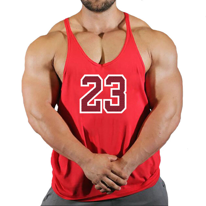 Sportswear vest men's round neck men's cotton vest loose shoulder sleeveless basketball suit - GabyFit Goods