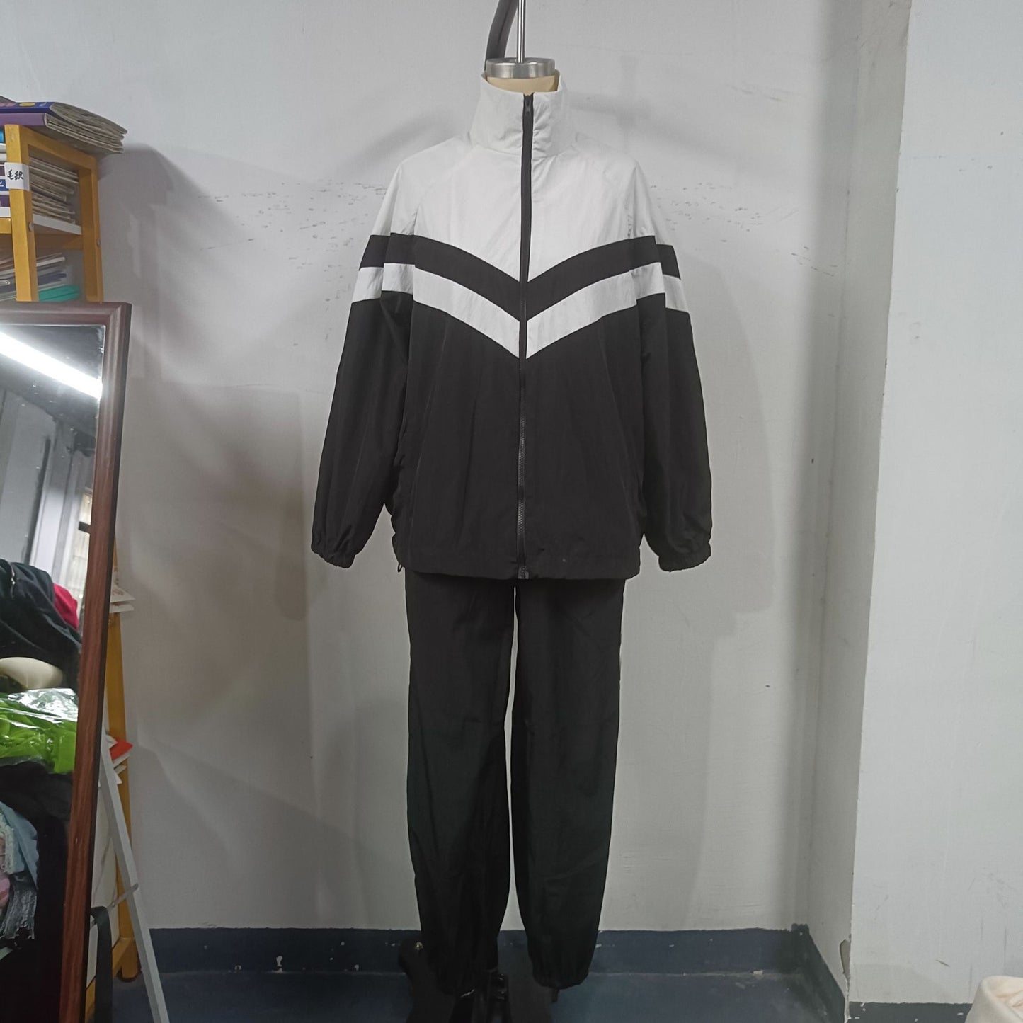 Women's Fashion Street Sports Windbreaker Suit Two-Piece Set Loose Breathable