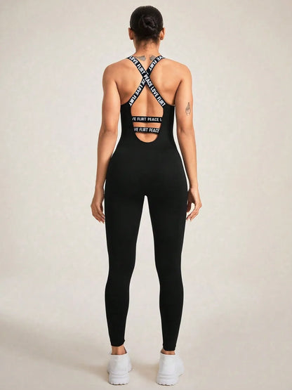 Crisscross Back Sleeveless Active Jumpsuit - GabyFit Goods