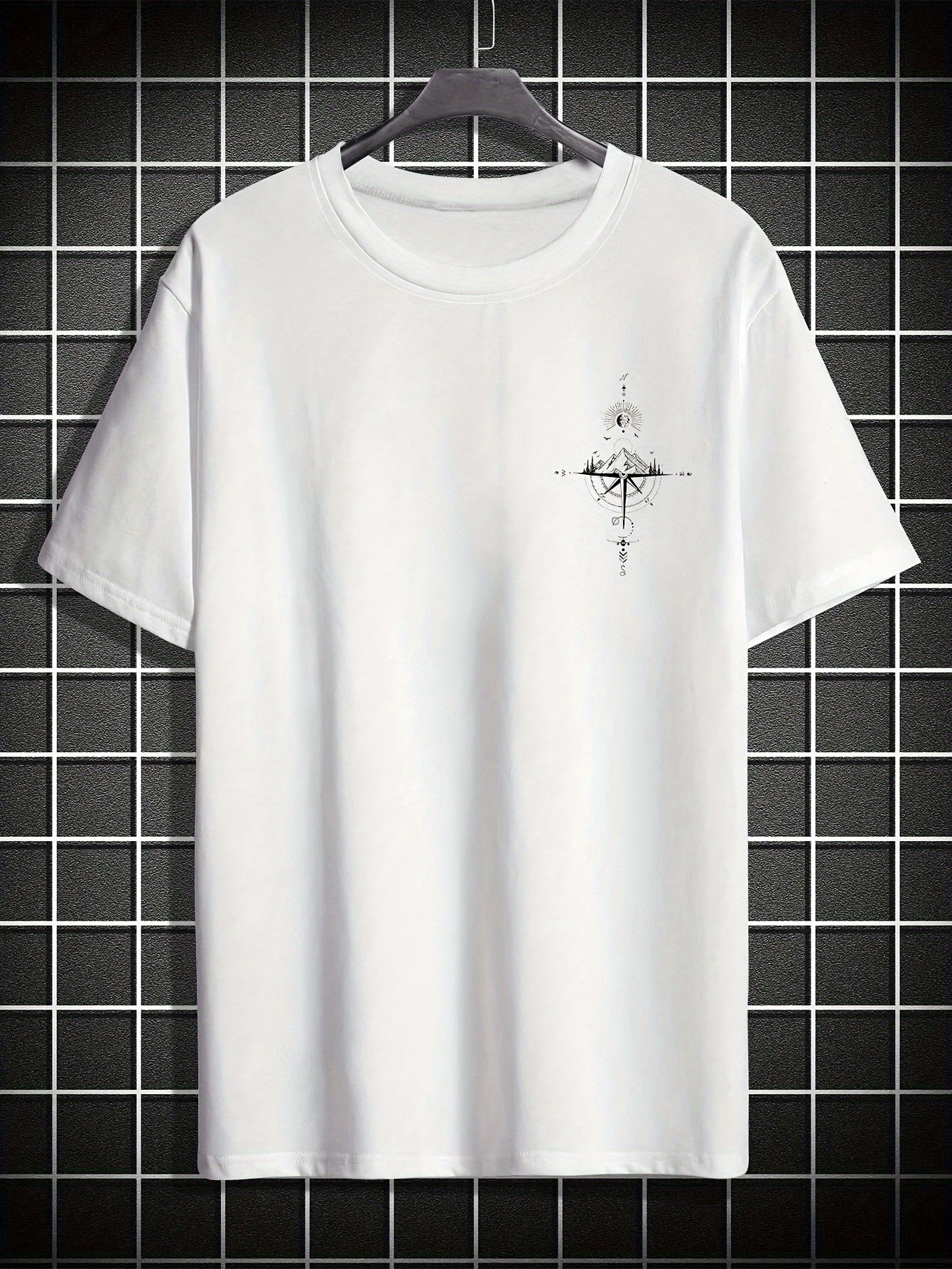 Sun & Mountain Print Men's Round Neck Short Sleeve Tee Fashion Regular Fit T-Shirt Top For Spring Summer Holiday Leisure Vacation