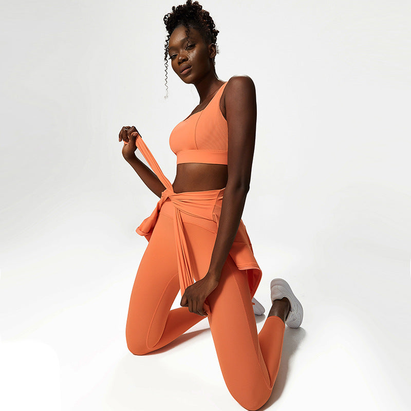 Yoga Suit Women's Nude Yoga Suit Three Piece Large Exercise Fitness Suit - GabyFit Goods