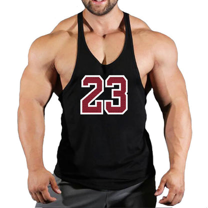 Sportswear vest men's round neck men's cotton vest loose shoulder sleeveless basketball suit - GabyFit Goods