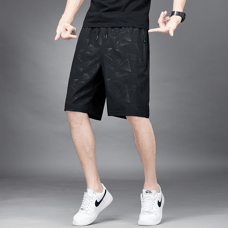 Mens Summer Ice Silk Quick Drying Shorts Lightweight, Breathable, Four sided Elastic Large Size Trendy Air Conditioning Shorts - GabyFit Goods