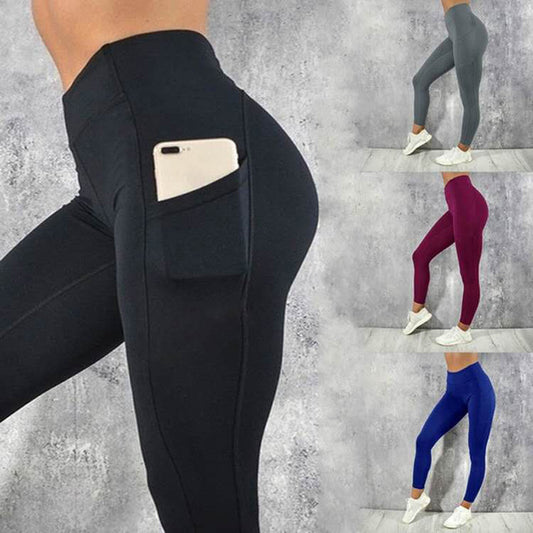 Women's High Waist High Elastic Side Pocket Multicolor Sports Running Fitness Yoga Leggings - GabyFit Goods