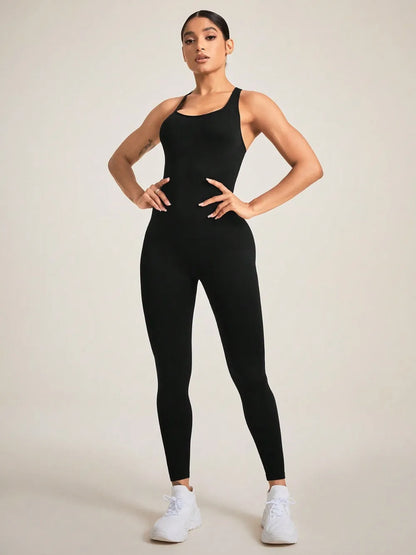 Crisscross Back Sleeveless Active Jumpsuit - GabyFit Goods