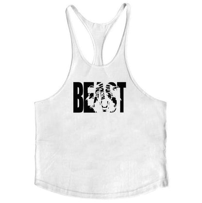 Letter printed men's fitness sports vest slim shoulder strap I-shaped vest cotton - GabyFit Goods