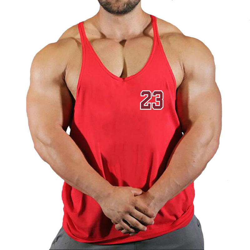 Sportswear vest men's round neck men's cotton vest loose shoulder sleeveless basketball suit - GabyFit Goods