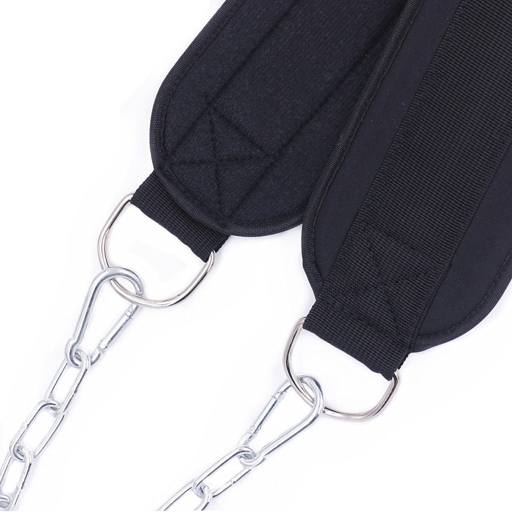 Thick Neoprene Weight Lifting Belt with Chain Dipping Belt for Pull Up Chin Up Kettlebell Barbell Fitness Bodybuilding Gym Belt - GabyFit Goods